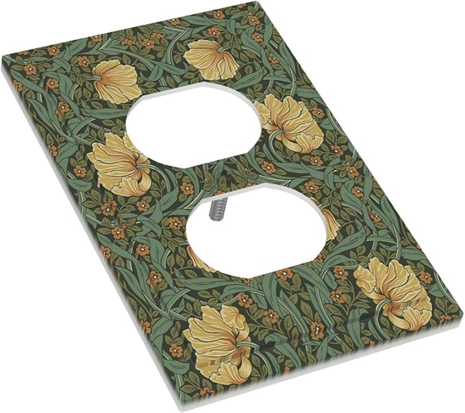 Outlet Covers William Morris Floral Vintage Flowers Pattern 1 Gang Duplex Wall Plate Decorative Switch Plates Electrical Receptacle Faceplate Light Switch Cover for Bedroom living Room Decor