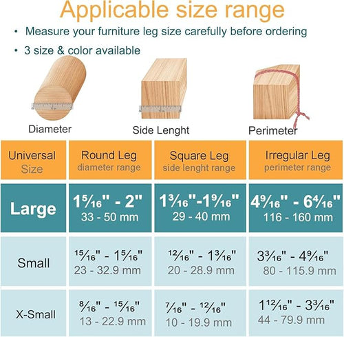 16 Pcs Chair Leg Floor Protectors - Silicone Felt Pads, Scratch-Proof & Noise-Free, Easy Smooth Moving, Large Size (Fits Round Chair Legs: 1-5/16" to 2" Diameter)