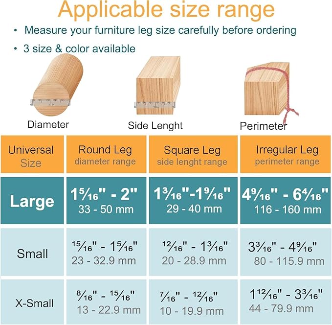 32 Pcs Chair Leg Floor Protectors - Silicone Felt Pads, Scratch-Proof & Noise-Free, Easy Smooth Moving, Large Size (Fits Round Chair Legs: 1-5/16" to 2" Diameter)