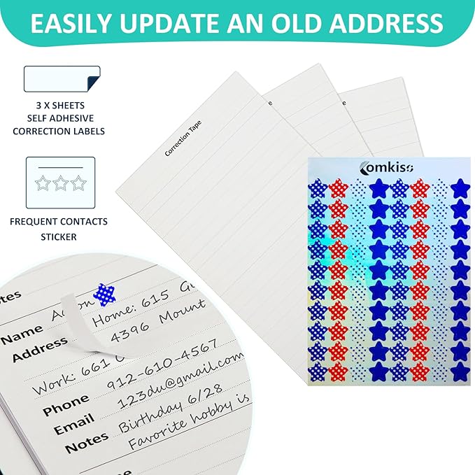 Address Book with Individual Alphabetical Tabs Laminated, Large Print Address Book with 468 Wide Lining Entry Spaces, Change of Address Labels, Hardcover Address Book 5.7 x 8.5" - Aquamarine