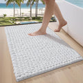 LUMI Luxury Bathroom Rug, Ultra Soft Quick Dry Bath Mat, Non-Slip Absorbent Thick Chenille Bath Rug, Cozy Braid Design Floor Mat for Bathtub, Sink, Laundry, Bedroom, White, 24"x36"