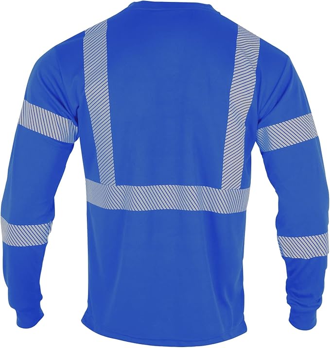 VENDACE 3pcs Safety T Shirts Reflective High Visibility Hi Vis Long Sleeve Construction Work Shirts for Men Class 3