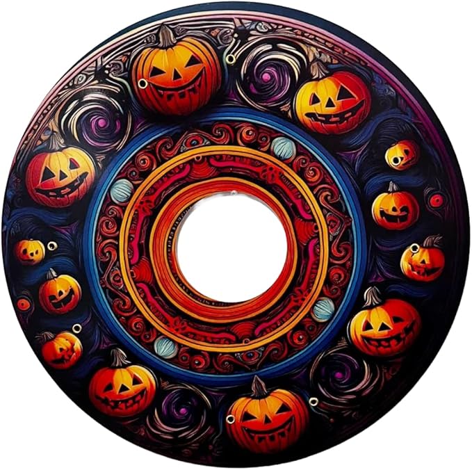 Designer Halloween Wheelchair Wheel Covers – Spooky Laughing Pumpkin Theme | Wheelchair Accessories | Enhances Aesthetics, Easy Install/Remove, Lightweight, (Party Pumpkin)