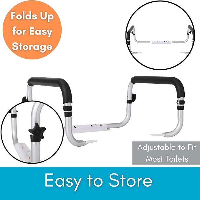 BIRDROCK HOME Toilet Seat Safety Rail for Seniors | Handrail Support Safety Frame for Bathroom | Easy Install - Elderly, Handicap, Bariatrics, Medical Disabled | Raised, Elevated, Assistance, Commode