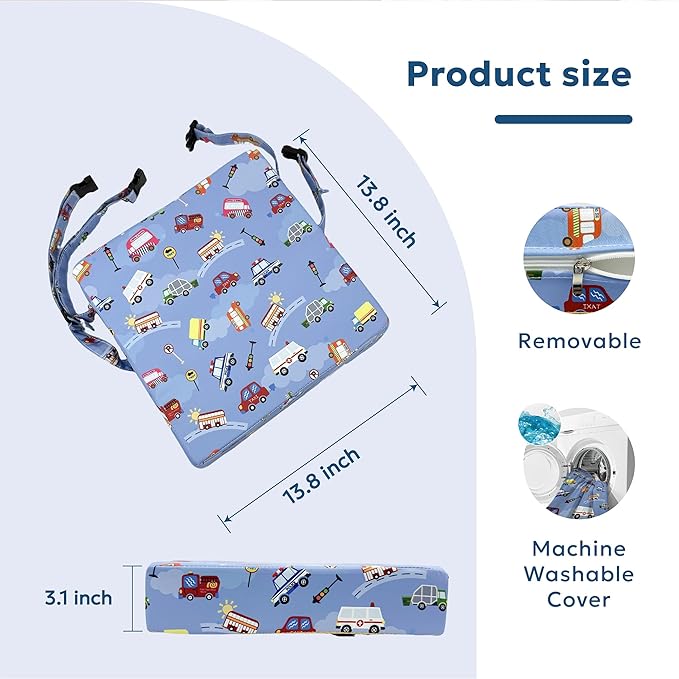 Toddler Booster Seat for Dining Table,Portable Kids Booster Seat - Adjustable, Non-Slip, Lightweight & Easy to Clean (Light Blue)