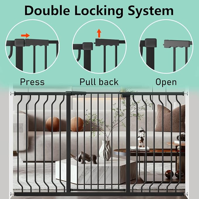 ALLAIBB White 40.55" Extra Tall Wide 76.77-84.65" Baby Gate Pressure Mounted Walk Through Child Kids Safety Toddler Tension Pet Dog Gates with Extension for Doorways Kitchen