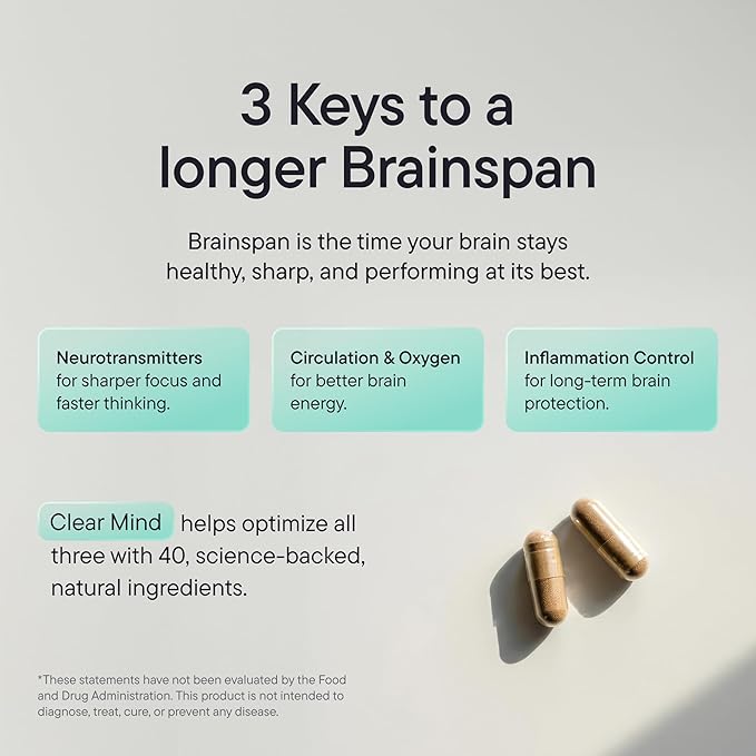 Brain Supplements for Memory and Focus for Women and Men, Focus Supplement, Memory Supplement for Brain, Nootropic with Boron, Huperzine A, Phosphatidylserine (40-in-1, 60 Capsules)