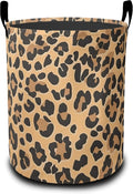 Retro Leopard Print Laundry Hamper Large Canvas Fabric Lightweight Storage Basket/Dirty Clothes Collapsible Waterproof for College Dorms, Boys and Girls Bedroom,Bathroom