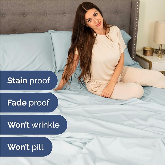 Twin 4 Piece Sheet Set - Cooling & Breathable Bed Sheets - Hotel Luxury Bed Sheets for Women, Men, Kids & Teens - Comfy Bedding w/Deep Pockets & Easy Fit - Soft & Wrinkle Free - Twin Ice Blue Sheets