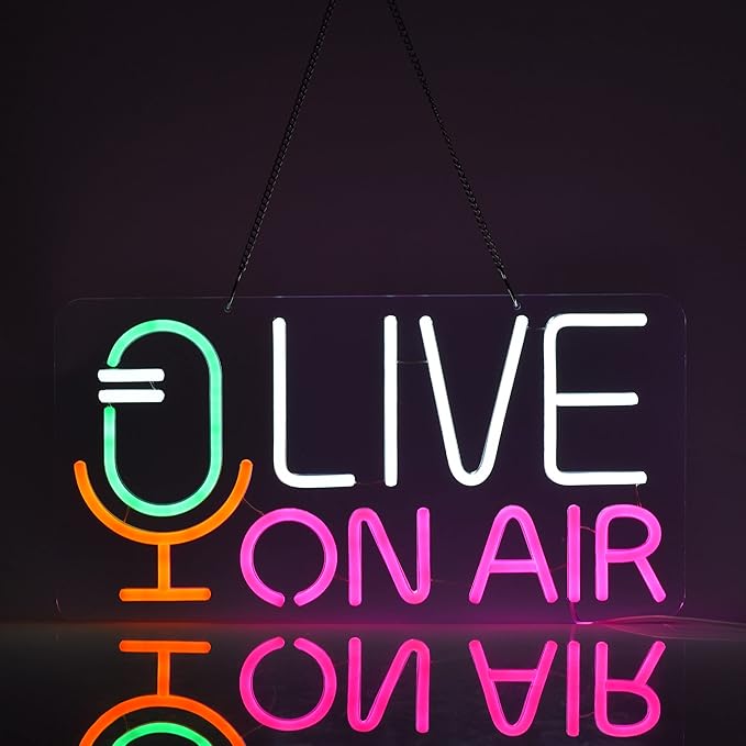 Live On Air Neon Sign for Wall Decor Recording Light Signs Dimmable LED Neon Light USB Powered Neon Art Decoration