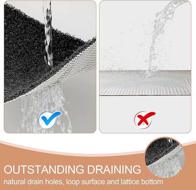 Joyhalo Shower Mats for Showers Anti Slip for Elderly, 32'' x 24'' Non Slip Bath Mat for Inside Shower, Bath Tub Mats for Bathroom Non Slip for Shower, PVC Loofah Bathroom Mats, Black