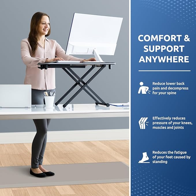 KitchenClouds Kitchen Mat Cushioned Anti Fatigue Kitchen Rug 17.3"x60" Waterproof Non Slip Kitchen Rugs and Mats Standing Desk Mat Comfort Floor Mats for Kitchen House Sink Office (Khaki)