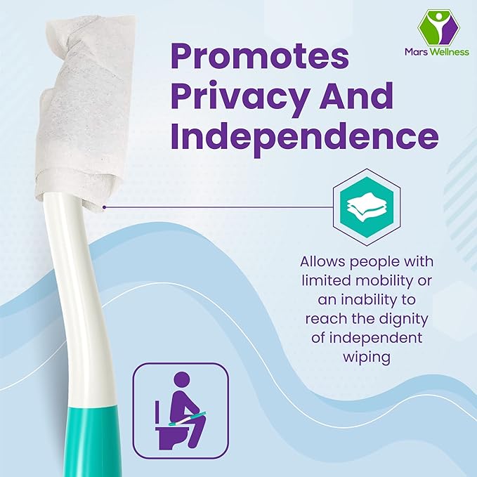 Mars Wellness Self Wipe Assist Bottom Wiping Toilet Aid Wiping Wand - Long Reach Comfort Wipe Extender - Daily Living Aid for The Disabled - Colors Vary (1.25 Foot (Pack of 1))