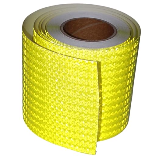 Fluorescent Yellow Reflective Tape Outdoor Waterproof 6 inch, High Visibility Hazard Conspicuity Safety Industrial Marking Tape (66 feet)