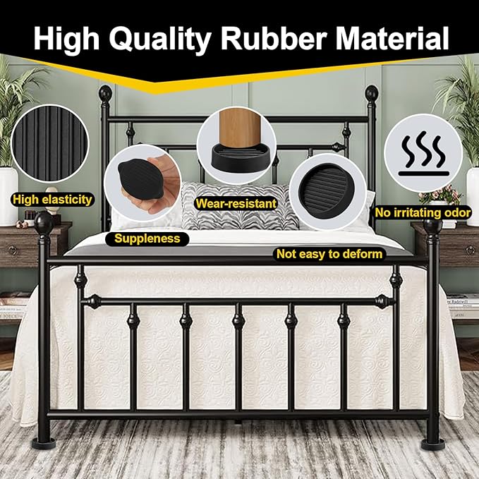 xxxHOLIC Non Slip Furniture Pads, 2” Round Black Rubber Grippers for Hardwood Floors, Anti Skid Furniture Feet Coasters, Bed Couch Stoppers to Prevent Sliding and Floor Scratches, Set of 4