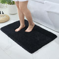 Bathroom Rugs 36x24, Ultra Thick Shaggy Soft Microfiber Absorbent Bath Rug, High Density Foam Latex Non Slip Backing, Machine Washable Bath Mats for Bathroom Floor & Sink, Black