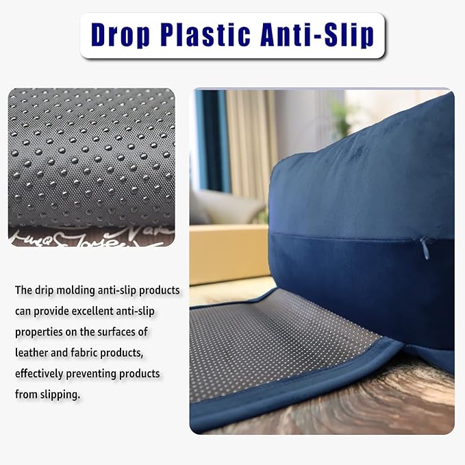 Adjustable Headrest Pillow for Recliners and Armchairs - Non-Slip Velvet Cushion for Neck Support and Pain Relief (Navy)
