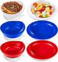 Hushee Adaptive Spill Proof Scoop Bowl and Plate Set with Suction Base Non Skid Self Feed Dinnerware for Elderly Disabled Handicapped from Parkinsons, Dementia, Stroke, Tremor(3 Sets,White, Blue, Red)