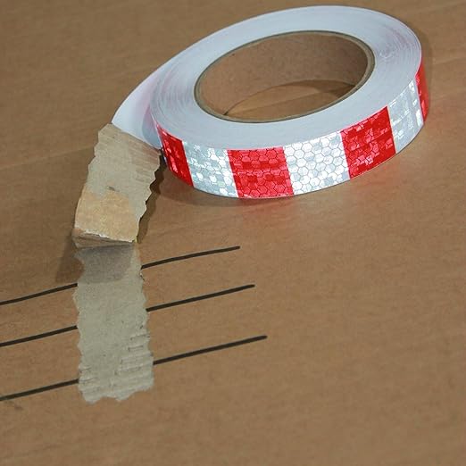 Red and White Reflective Tape Outdoor Waterproof 1 inch X 166 feet, High Visibility Conspicuity Safety Industrial Marking Tape