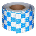 Reflective Tape Blue and White 4 inch X 66 feet, Outdoor Waterproof Hazard Conspicuity Warning Industrial Marking Tape