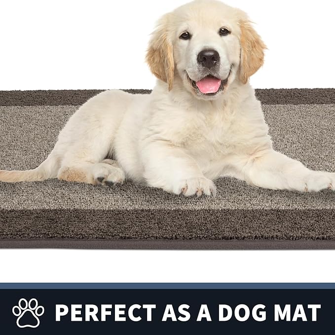 PURRUGS Dirt Trapping Door Mat 24" x 96", Non-Slip/Skid Machine Washable Entryway Rug, Shoes Scraper, Throw Rug, Super Absorbent Area Rug for Muddy Wet Shoes and Paws, Beige & Grayish Brown