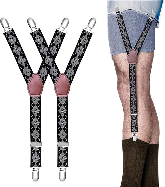 STAY GENT Y-Style Shirt Stays For Men with Non-Slip Locking Clamps and Adjustable Elastic Straps