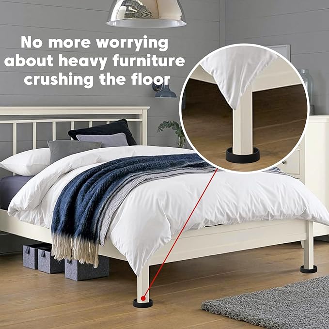 Non Slip Furniture Pads for Hardwood Floors - 8 PCS 2"x2" Rubber Feet for Furniture,Couch Leg Floor Protector for Bed Sofa Table and Chair Stopper (Black,Round)