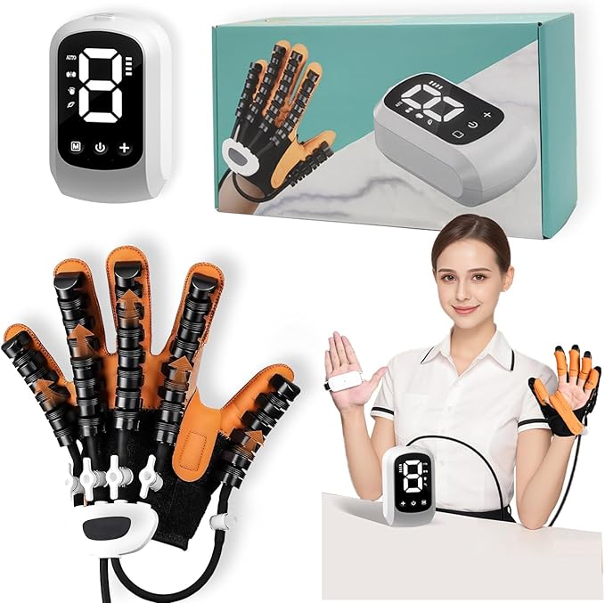 Hand Rehabilitation Robot Gloves, 4rd Generation Portable USB Chargeable Hand Stroke Recovery Equipment, 4 Modes & 9 Strength Levels Robot Hand Glove for Hemiplegia Hand Therapy