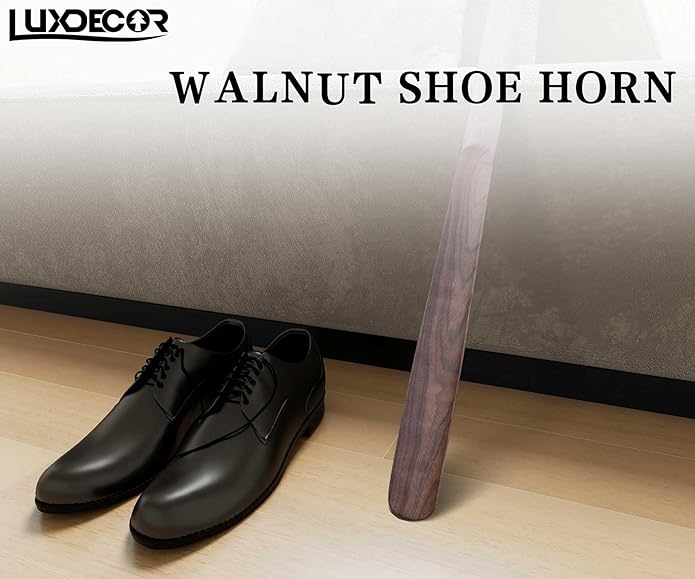 Luxdecor 2 Pack Long Handle Wood Shoe Horn for Men 24in Wooden Shoe Horn Long Handled for Seinors Women Kids Wood Shoe Helper