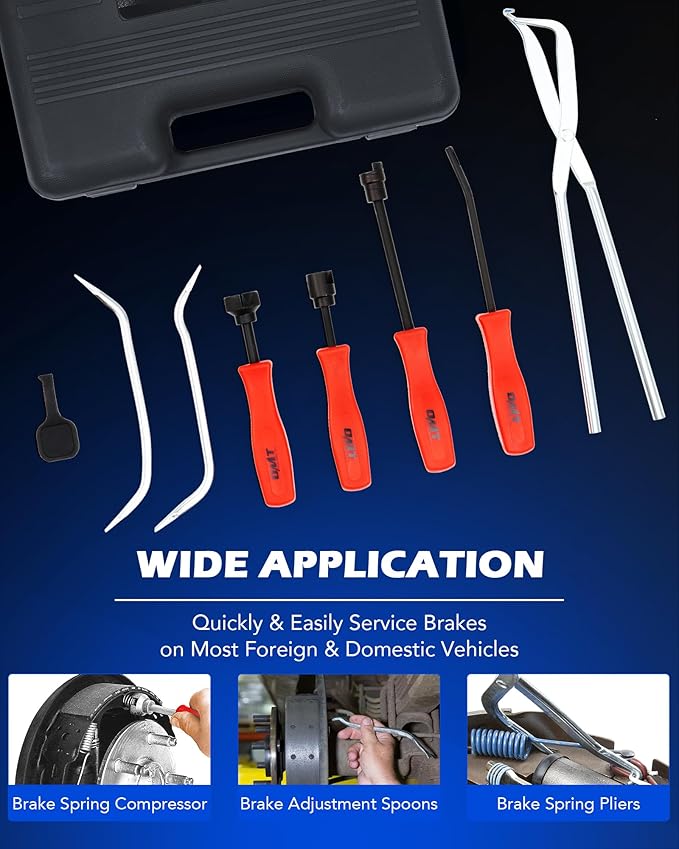 Orion Motor Tech 32pc Dual Brake Tools, 2 in 1 Disc Brake Caliper Tool Set and Drum Brake Tool Kit, Brake Caliper Tool and Brake Drum Tool with Brake Spring Tool Pliers Installer Remover Adjuster