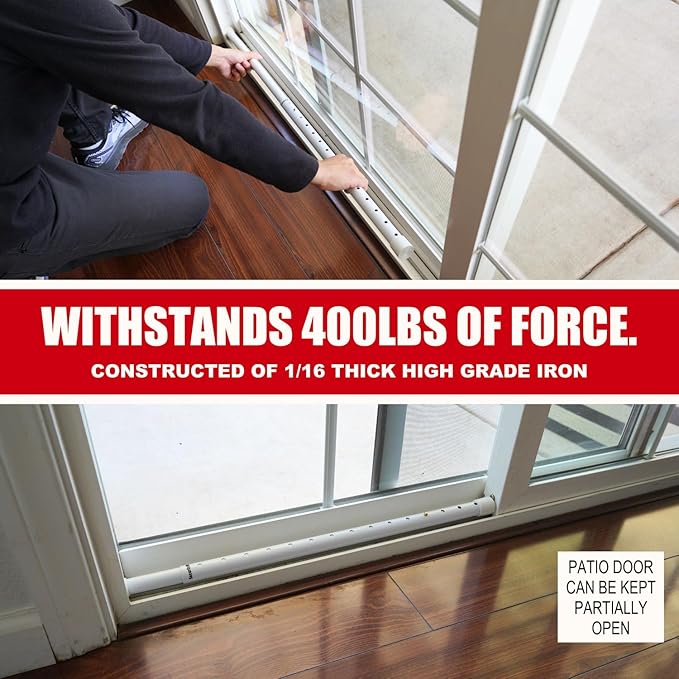 SECURITYMAN Door Security Bar & Sliding Patio Bar - Constructed of High Grade Iron - Great for Apartment Security, Hotel Safety, or Home Protection Door Stoppers