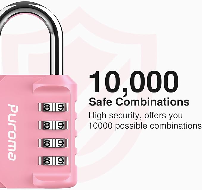 Puroma 2 Pack Combination Lock for Locker 4 Digit Outdoor Waterproof Padlock for School, Gym, Sports, Fence, Toolbox, Gate, Case, Outdoor, Hasp Storage, Cabinets (Rose Pink)