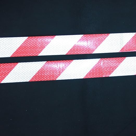 Red and White Reflective Tape 2 inch X 66 feet X 10 Rolls, Outdoor Waterproof Hazard Conspicuity Warning Marking Tape