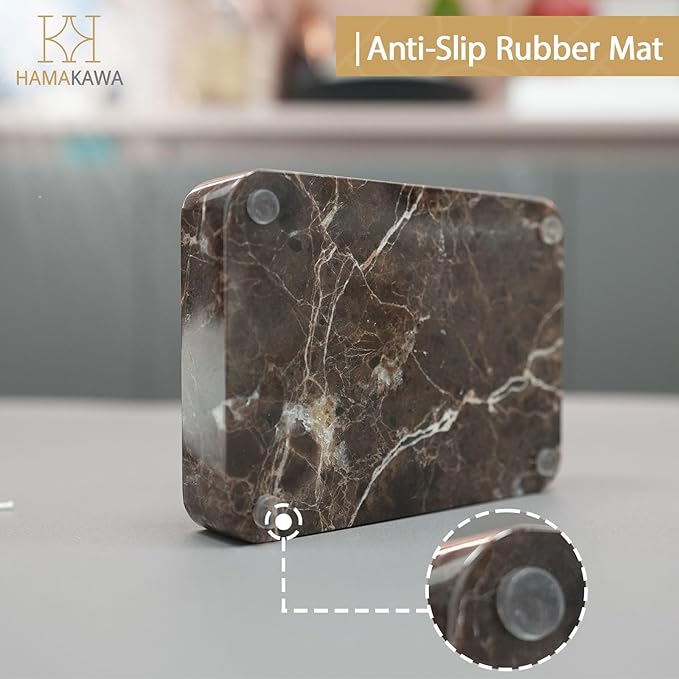 Natural Marble Soap Dish, Emperador Dark Rectangle Jewelry Dish, Dark Brown Style Shower Soap Holder, Modern Stone Sponge Holder, Bar Soap Saver Tray for Bathroom, Kitchen, Easy to Clean