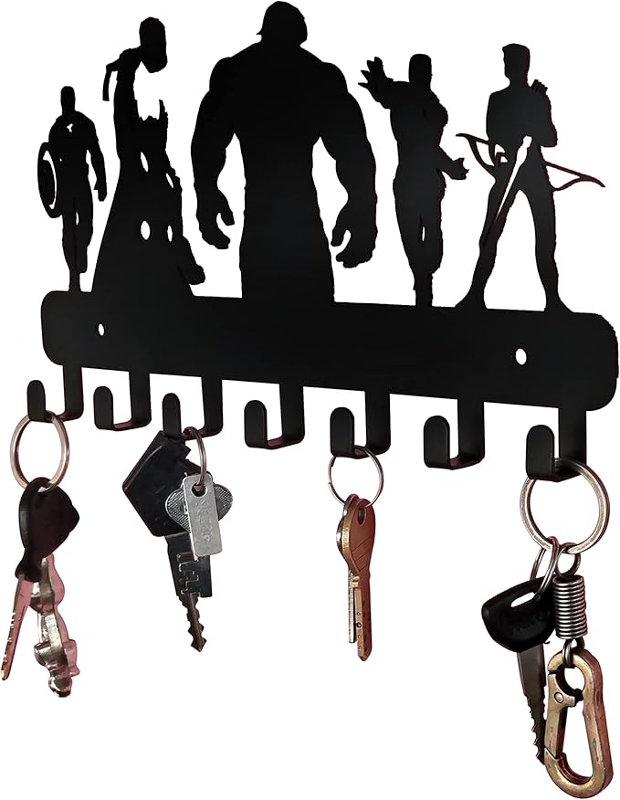 Superheros Wall Mounted Metal Key Holder, Key Organizer, Metal Key hook, 10.6 X 7.5 X 1 INCH