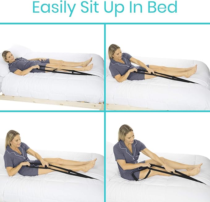 Vive Bed Ladder Assist - Pull Up Assist Device with Handle Strap - Rope Ladder Caddie Helper - Sitting, Sit Up Hoist for Elderly, Senior, Injury Recovery Patient, Pregnant, Handicap - Padded Hand Grip