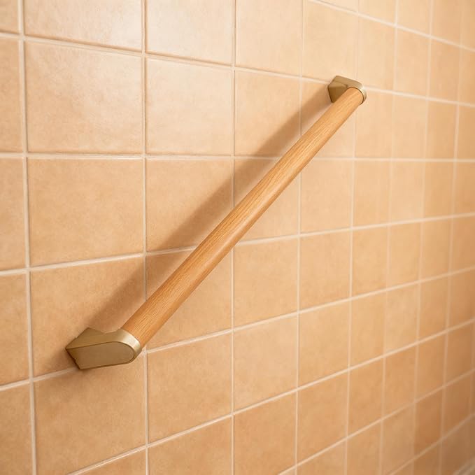 2 FT Modern Aluminum Handrail Set - ADA Compliant Indoor & Outdoor Stair Railing. 1.4" Diameter Grab Bar. Wall-Mounted with 90°Wall Return End. Ideal for Safe Grip，Rust Free(Cherry Wood Grain, 2 FT)