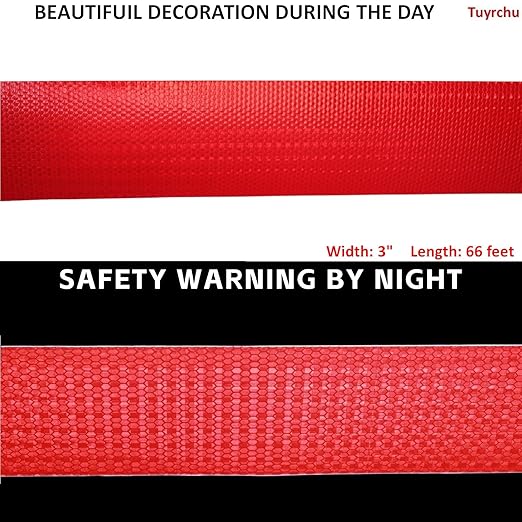 Red Reflective Tape Outdoor Waterproof 3 inch, High Visibility Hazard Conspicuity Safety Industrial Marking Tape (66 feet)