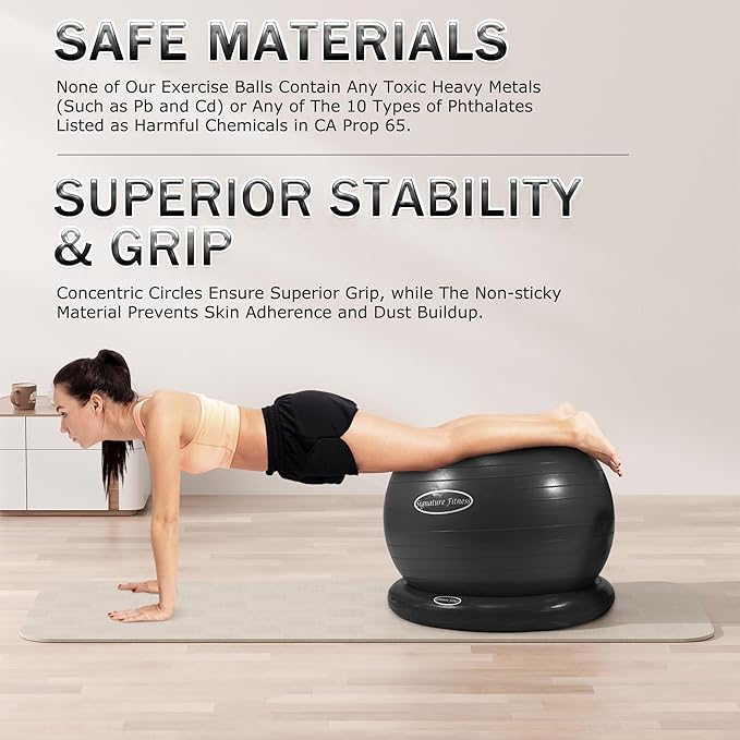 Fitvids Anti-Burst and Slip Resistant Exercise Yoga Fitness Birthing Ball with Quick Pump, 2,000-Pound Capacity, Multiple Colors and Sizes