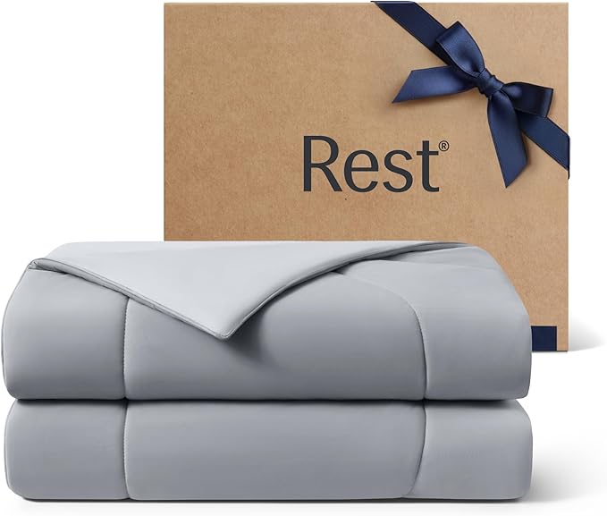 REST® Evercool® Cooling Comforter, King/Cali King, Blanket for Hot Sleepers, All Season Bedding for Night Sweats, Breathable Lightweight Duvet, 106x90 Inches, Cool Gray