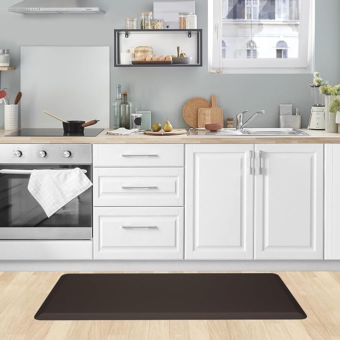 KitchenClouds Kitchen Mat Cushioned Anti Fatigue Kitchen Rug 17.3"x39" Waterproof Non Slip Kitchen Rugs and Mats Standing Desk Mat Comfort Floor Mats for Kitchen House Sink Office (Chocolate)
