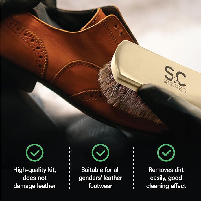 Stone and Clark Original Shoe Polish & Care Kit - Leather Shoe Shine Kit for Men & Women