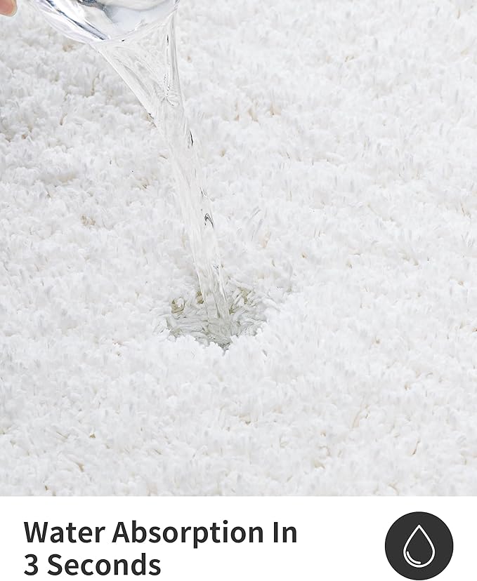 ILANGO White Bathroom Rugs 70" × 24" Non Slip & Super Absorbent Extra Thick Soft, Washable Bath Carpet Runner for Floor, Microfiber Plush Shaggy Bath Mats with Rubber for Bedroom Bathtub Shower Room