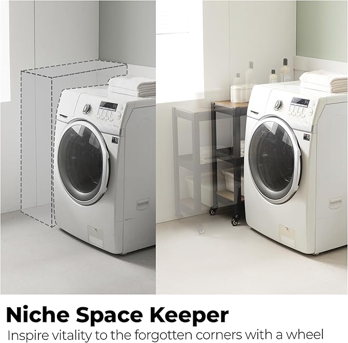 HOMEDANT House 5-Tier Metal Rolling Cart Shelf Rack Casters Heavy Duty Laminated Wheel Shelving Unit Adjustable Utility Storage Shelves Organizer Shelf Kitchen Garage (3, (S) 24.4" W, Black)