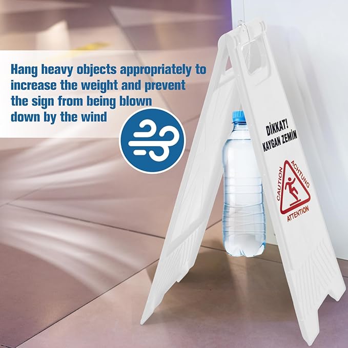 2 Pack 24 Inch Blank Floor Sign White A-frame Foldable Caution Sign Write-On Double Sided Safety Warning for Pool Restaurant Restroom Office