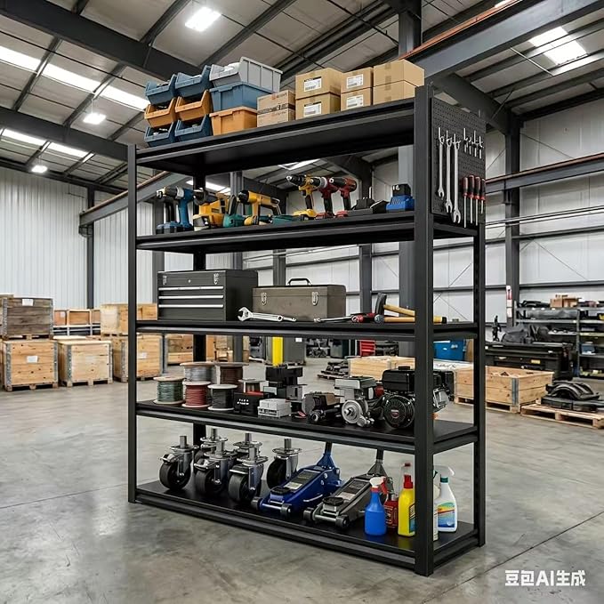 2 Sets Storage Shelves with Pegboard,72“*48" Wide 24”Heavy Duty Garage Shelving Units and Storage,Metal Shelving Adjustable Shelves,Garage Storage Rack,Industrial Utility Organization