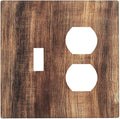 Wallplates Vintage Rustic Brown Wood Grain 1 Toggle 1 Duplex Switch Plate Electrical GFCI Faceplate Decorative Light Switch Covers for Bedroom Farmhouse Decor