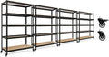 HOMEDANT House 5-Tier Metal Rolling Cart Shelf Rack Casters Heavy Duty Laminated Wheel Shelving Unit Adjustable Utility Storage Shelves Organizer Shelf Kitchen Garage (4, (L) 48.1" W, Black)