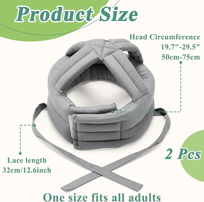 Woanger Anti Fall Elder Head Safety Helmet for Adults Special Needs Gray Thick Cloth Inner Soft Protective Hat Adjustable Seniors Fall Head Prevention Cap Elderly Helmet for Injury Protection