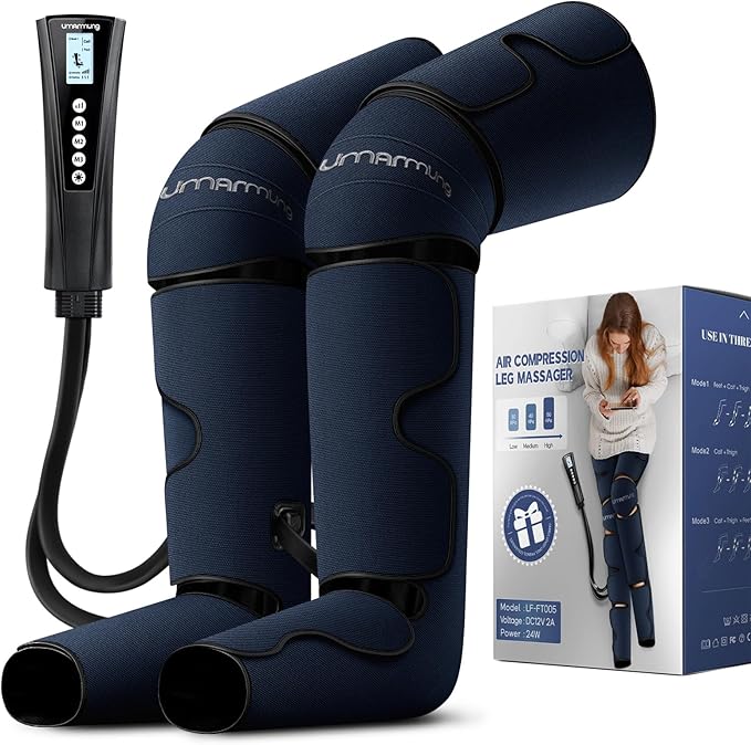 Air Compression Leg Massager with Heat - Ideal Christmas, Mother's Day and Father's Day Gifts for Men, Women, Dad, Mom - Relieves Foot and Knee Pain, Eases Varicose Veins, Cramps, Swelling and Edema
